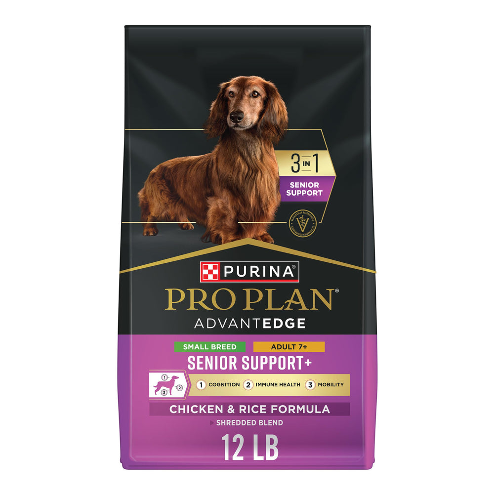 Purina Pro Plan emballage avant montrant formule senior, rassurance qualité