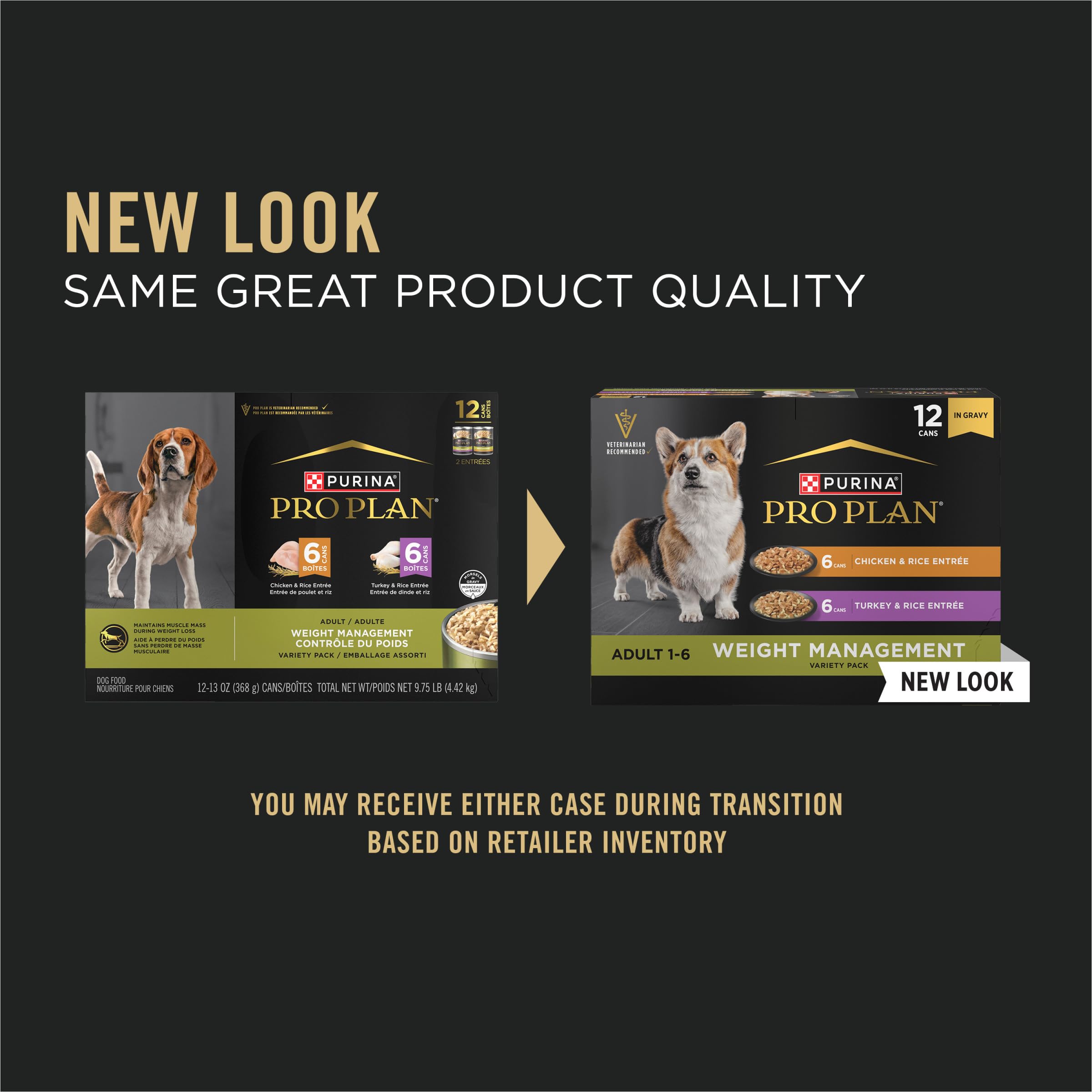 Purina Pro Plan boîte ouverte montrant la sauce appétante et la texture