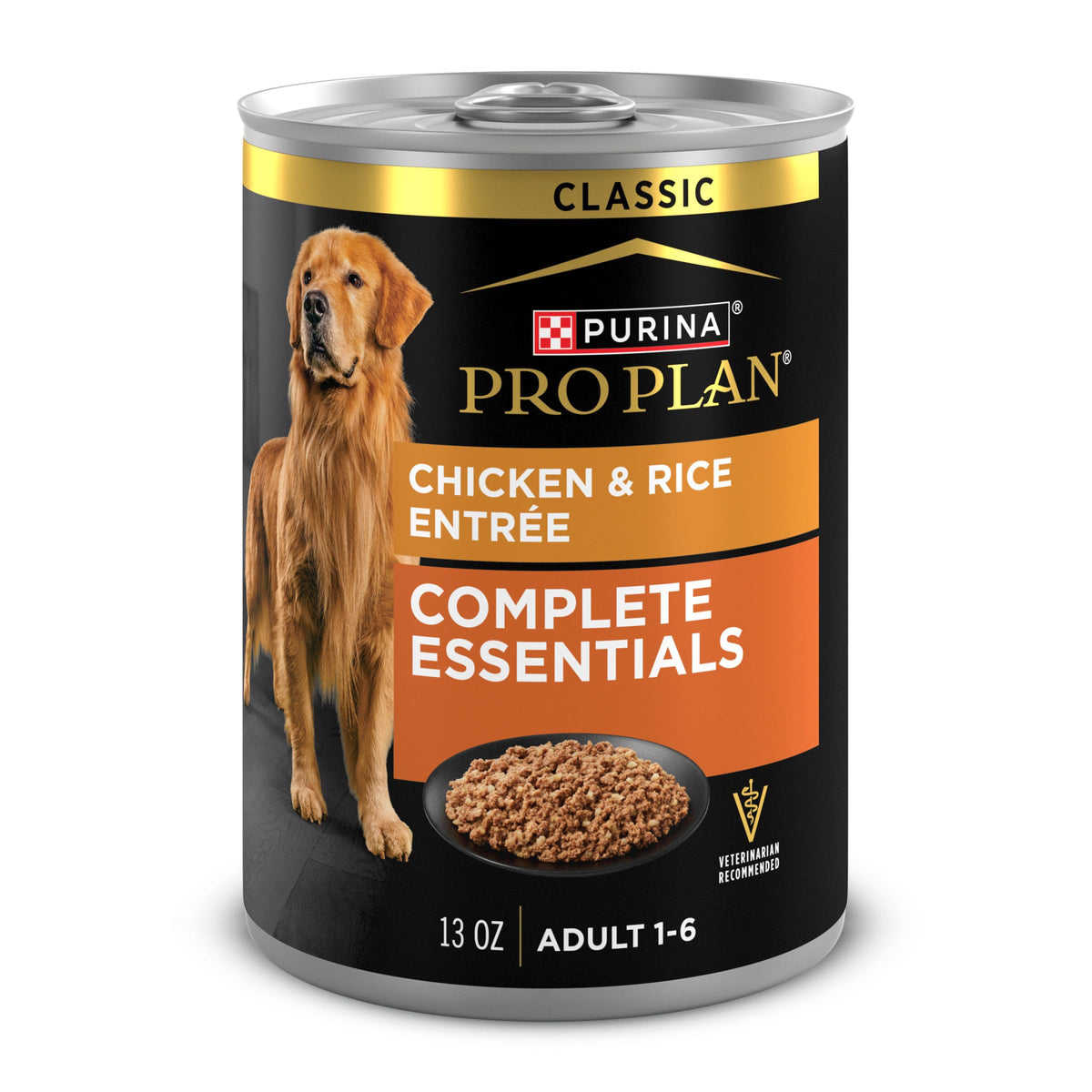 Purina Pro Plan face avant de la canette montrant la recette poulet et riz pour appétence