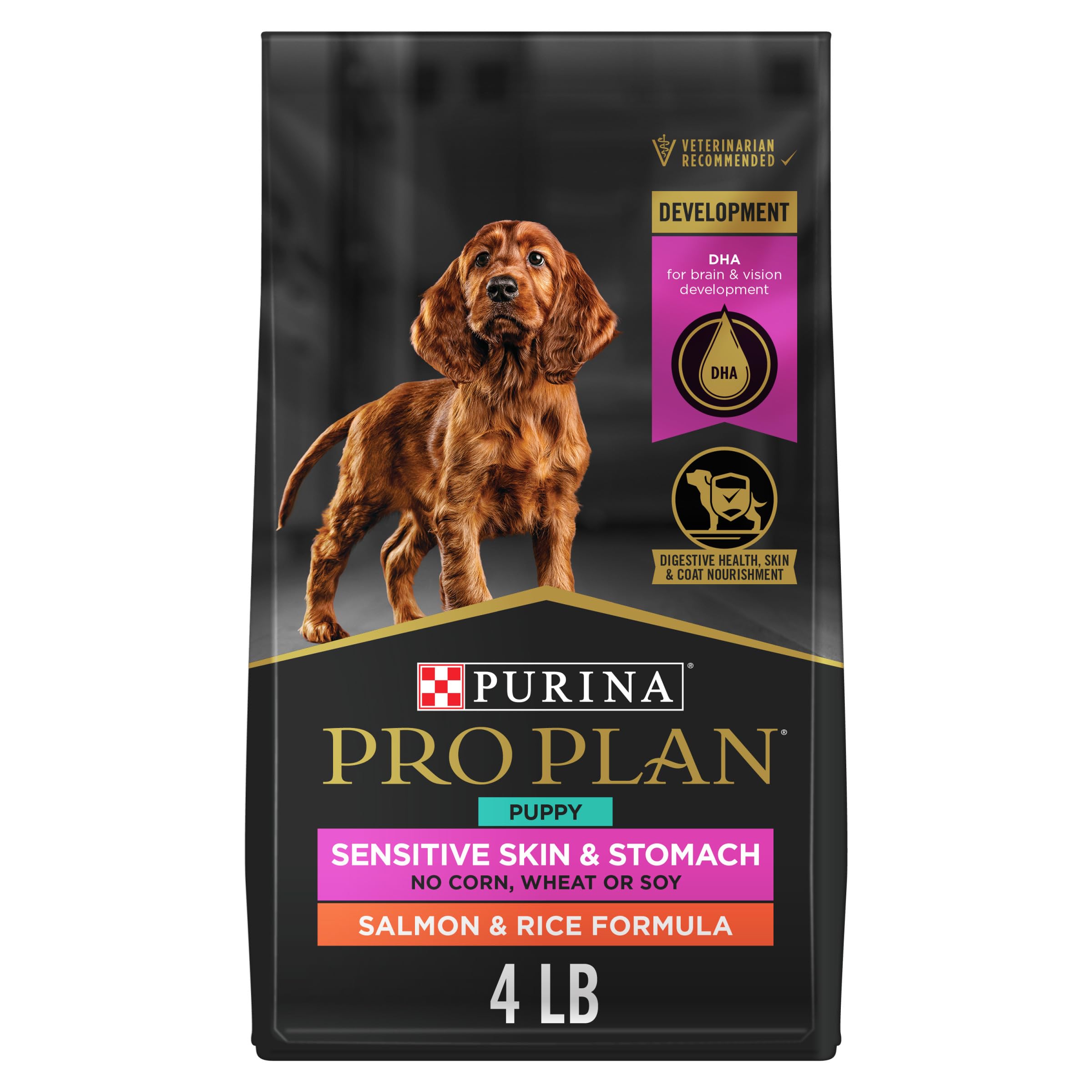 Purina Pro Plan emballage avant montrant formule saumon bénéfice nutrition