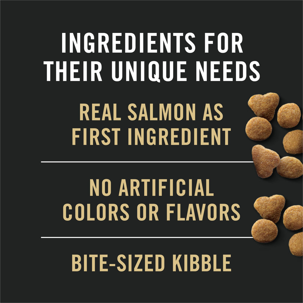 Purina Pro Plan comparaison taille croquette avec main, portion facile