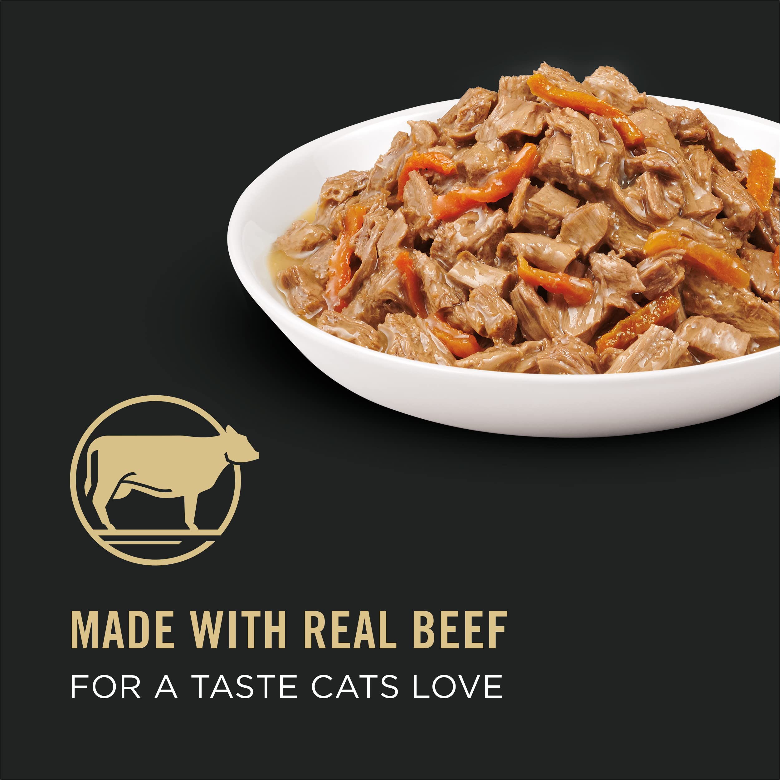 Purina Pro Plan contenu en gros plan montrant morceaux et sauce pour appétence accrue