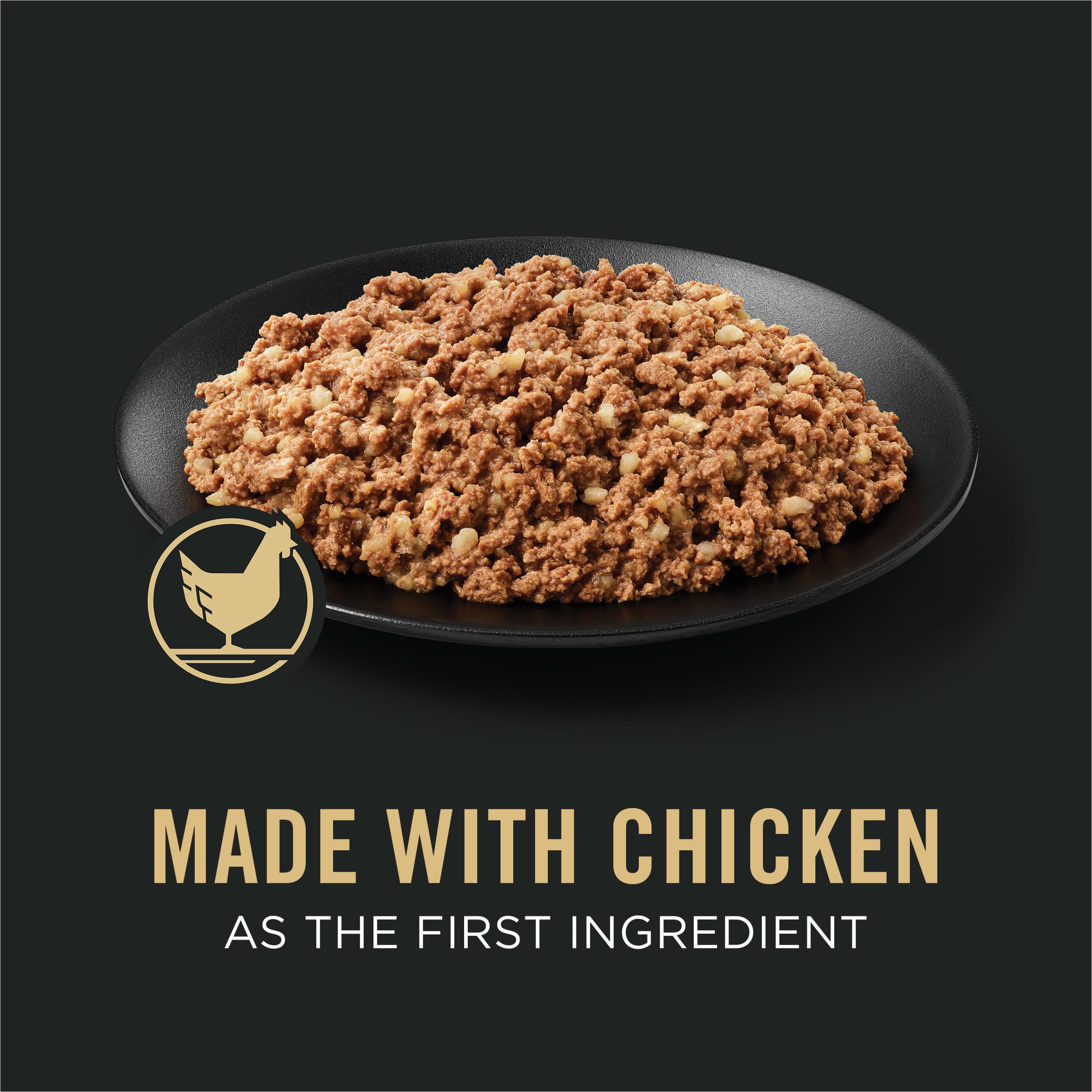 Purina Pro Plan détail de l'étiquette indiquant poulet en premier ingrédient pour qualité