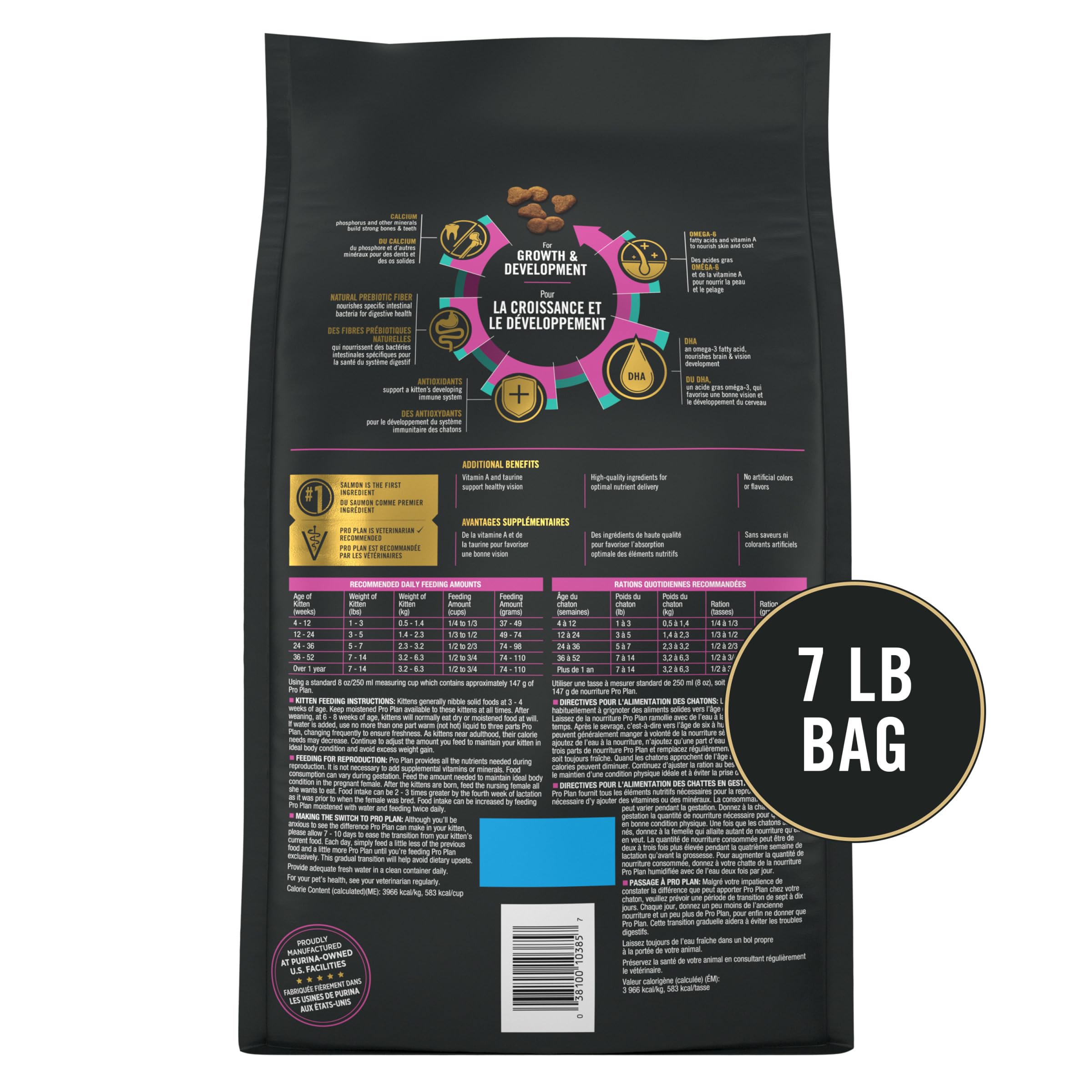 Purina Pro Plan tableau nutritionnel, informations claires sur vitamines minéraux