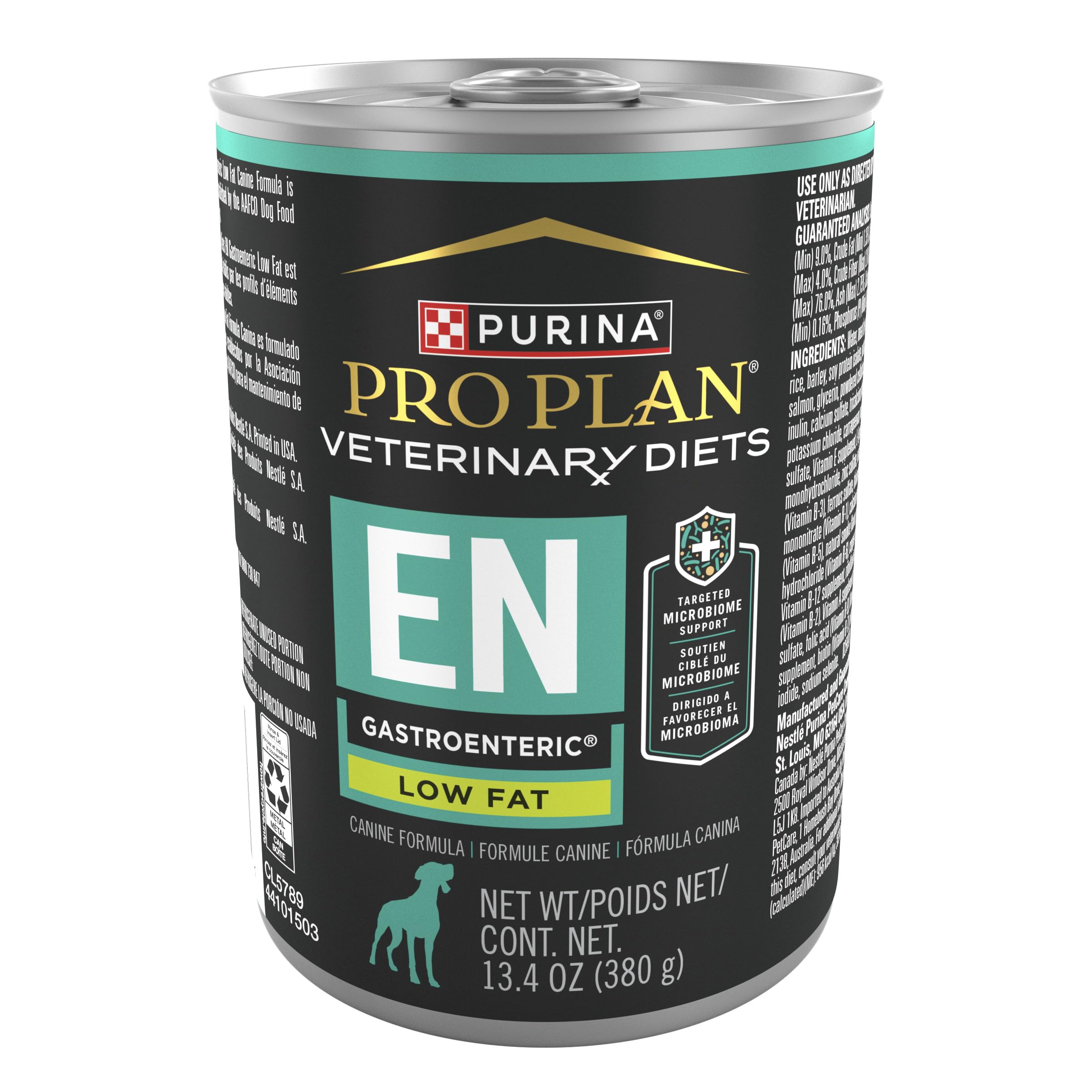 Purina Pro Plan face de la boîte montrant la marque et l'utilité digestive