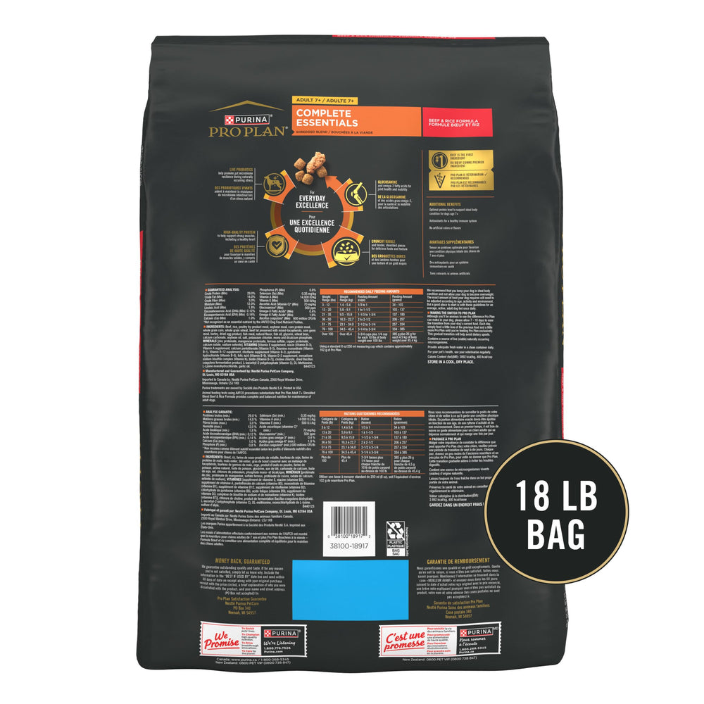 Purina Pro Plan étiquette nutritionnelle affichant proportions clés