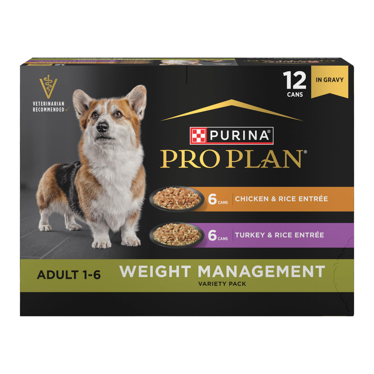 Purina Pro Plan vue avant du pack 12 boîtes, facilite la rotation des saveurs