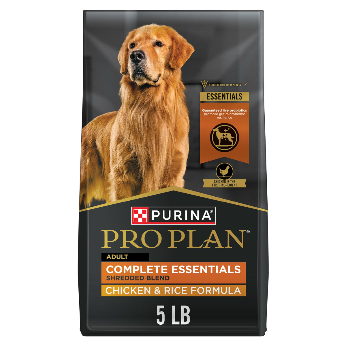 Purina Pro Plan emballage avant montrant la formule poulet et riz, rassure sur la qualité