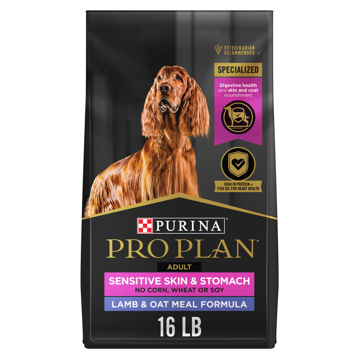 Purina Pro Plan sac 16 lb montrant emballage et usage pratique