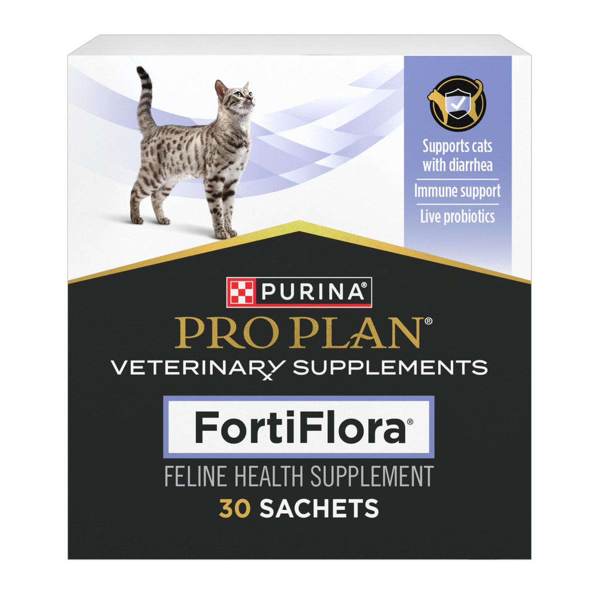 Purina Pro Plan FortiFlora face du paquet montrant design et usage pratique