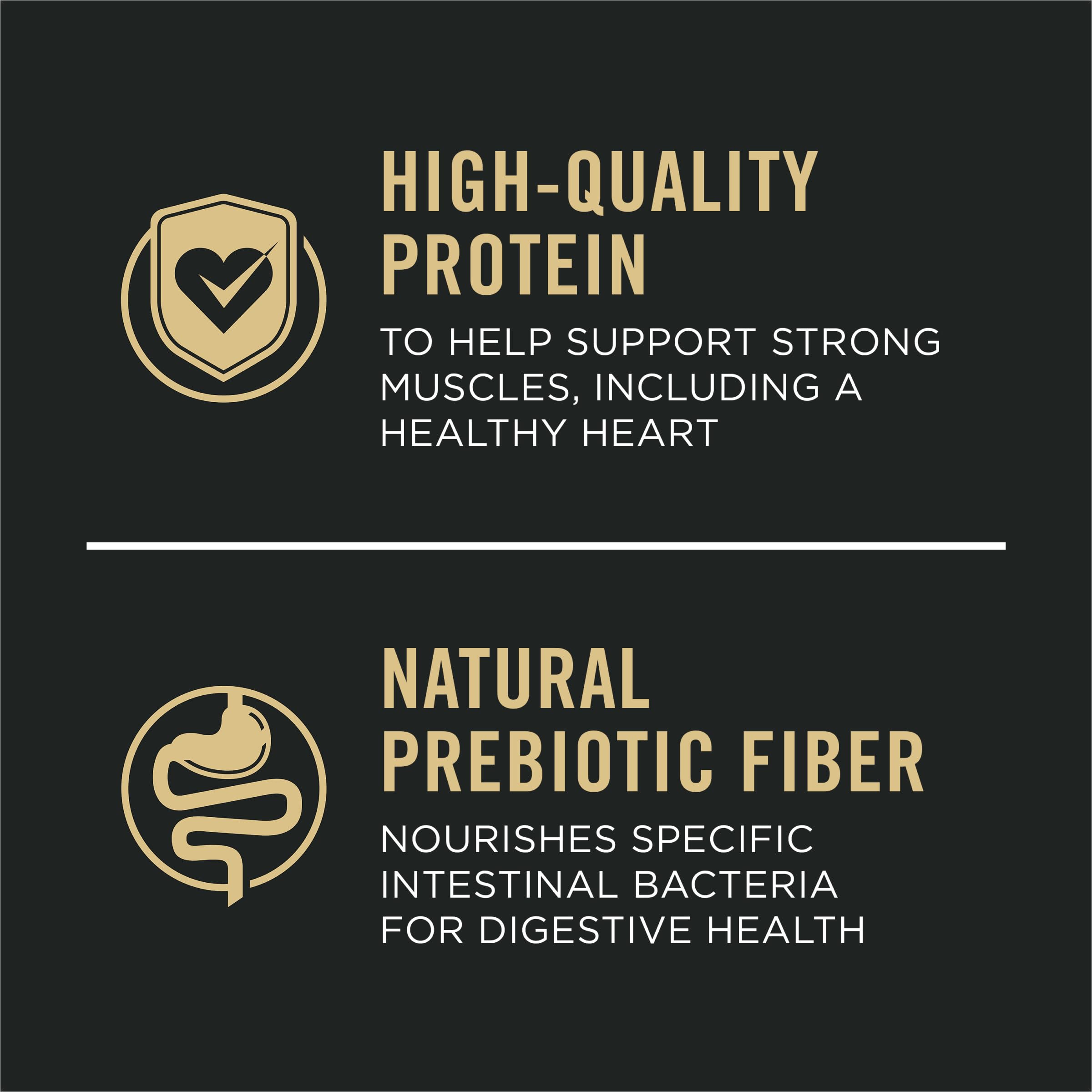 Purina Pro Plan gros plan des croquettes, illustre la texture croquante bénéfique