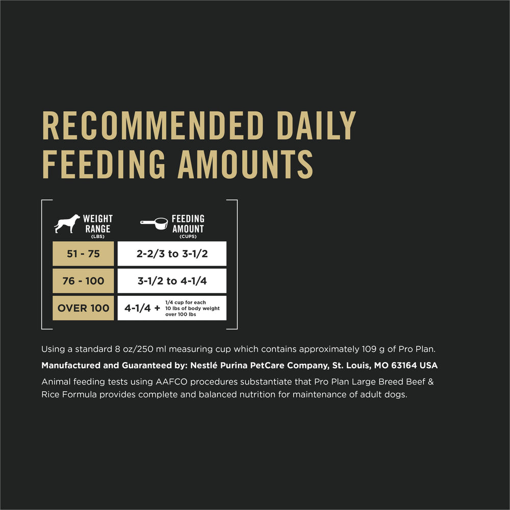 Purina Pro Plan liste d'ingrédients mettant en évidence bœuf réel utile