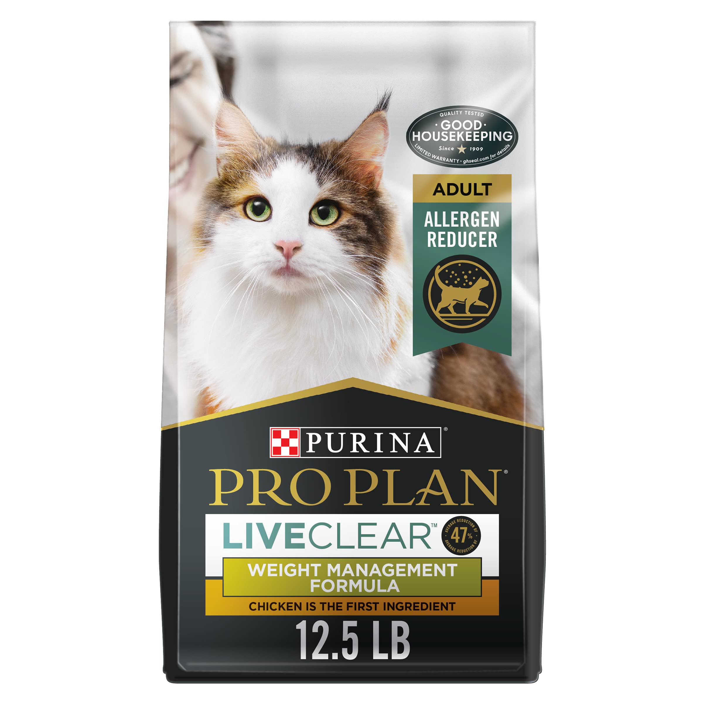 Purina Pro Plan emballage face montrant le bénéfice réduction d'allergènes