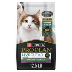 Purina Pro Plan emballage devant montrant la formule Indoor et l'avantage allergène