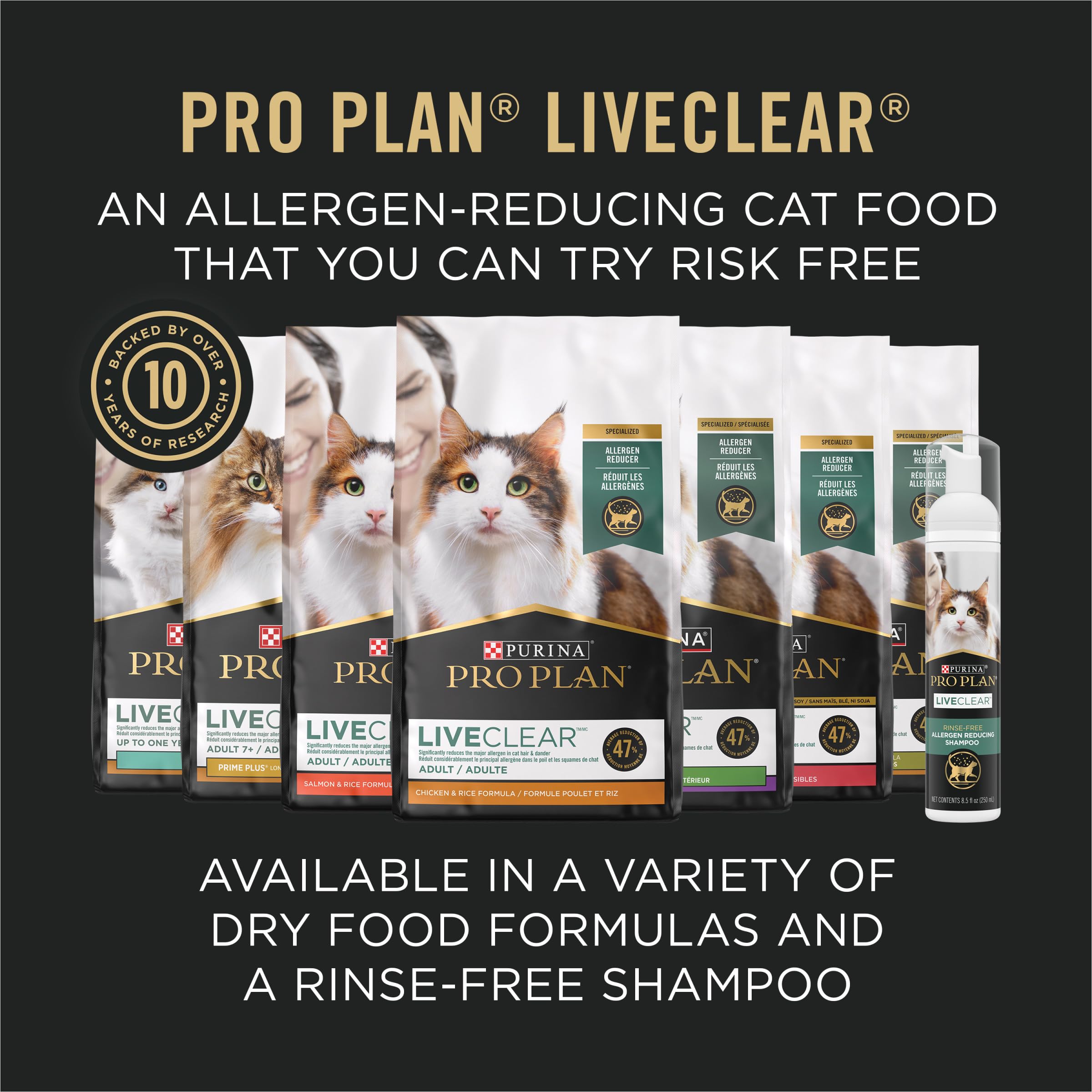 Purina Pro Plan LIVECLEAR ingrédient saumon mis en avant pour protéines et pelage sain