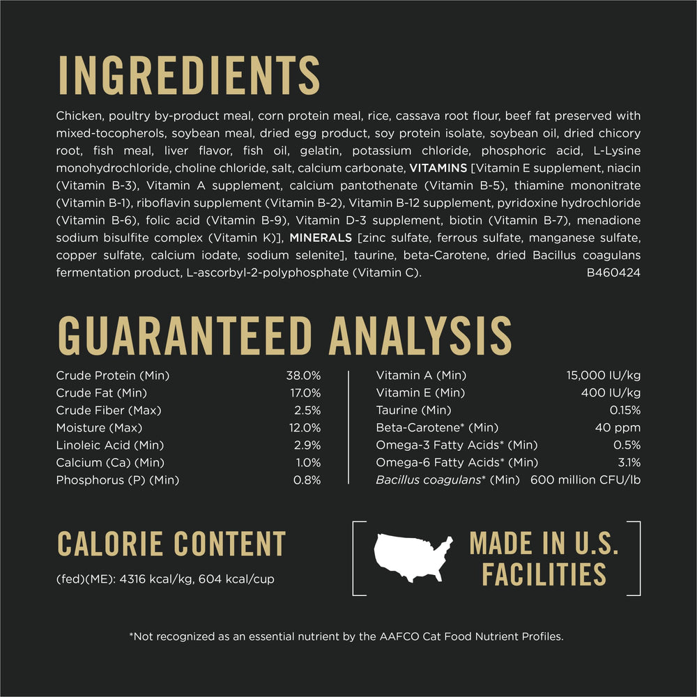 Purina Pro Plan LiveClear étiquette nutrition démontrant probiotiques et antioxydants