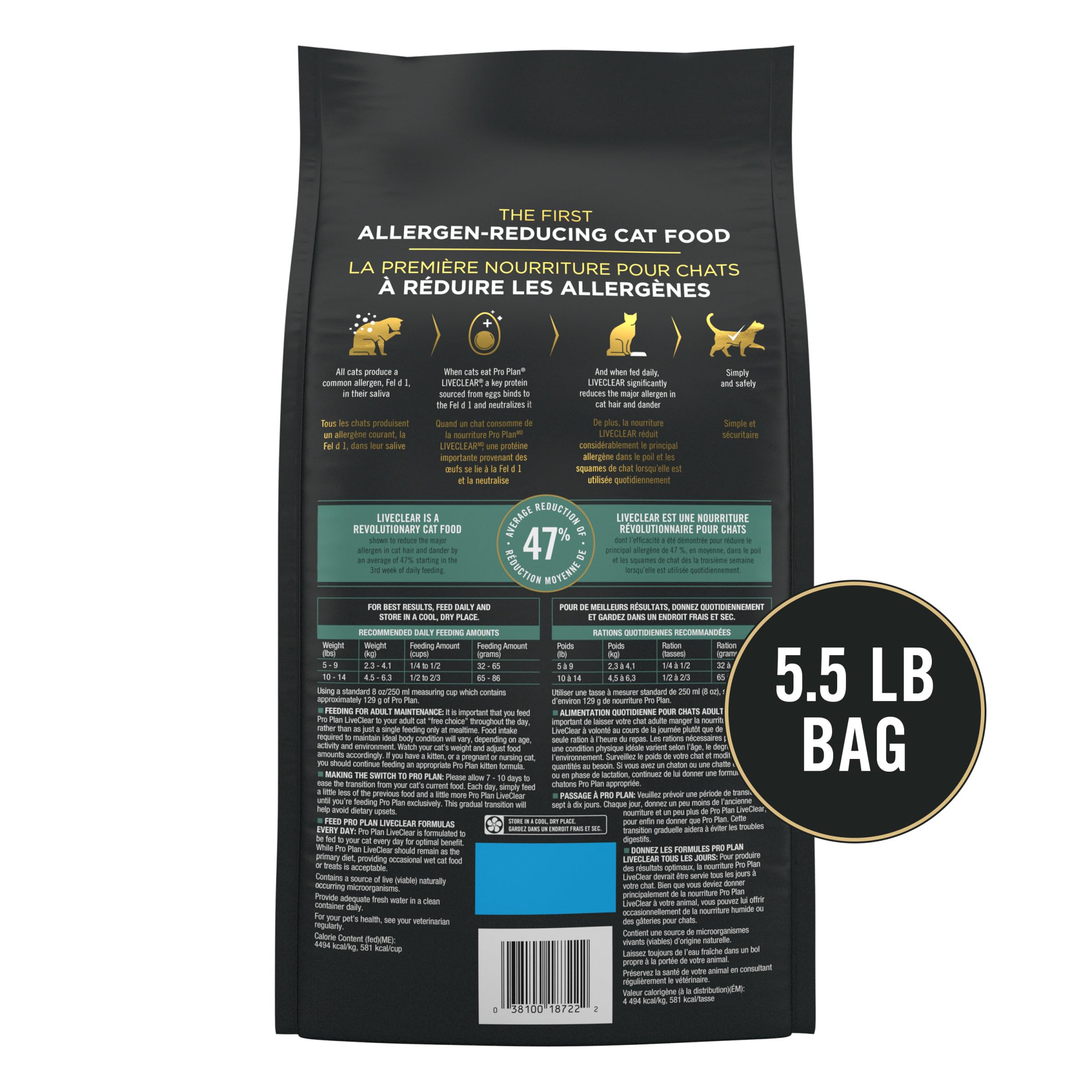 Purina Pro Plan tableau nutritionnel montrant protéines et fibres prébiotiques