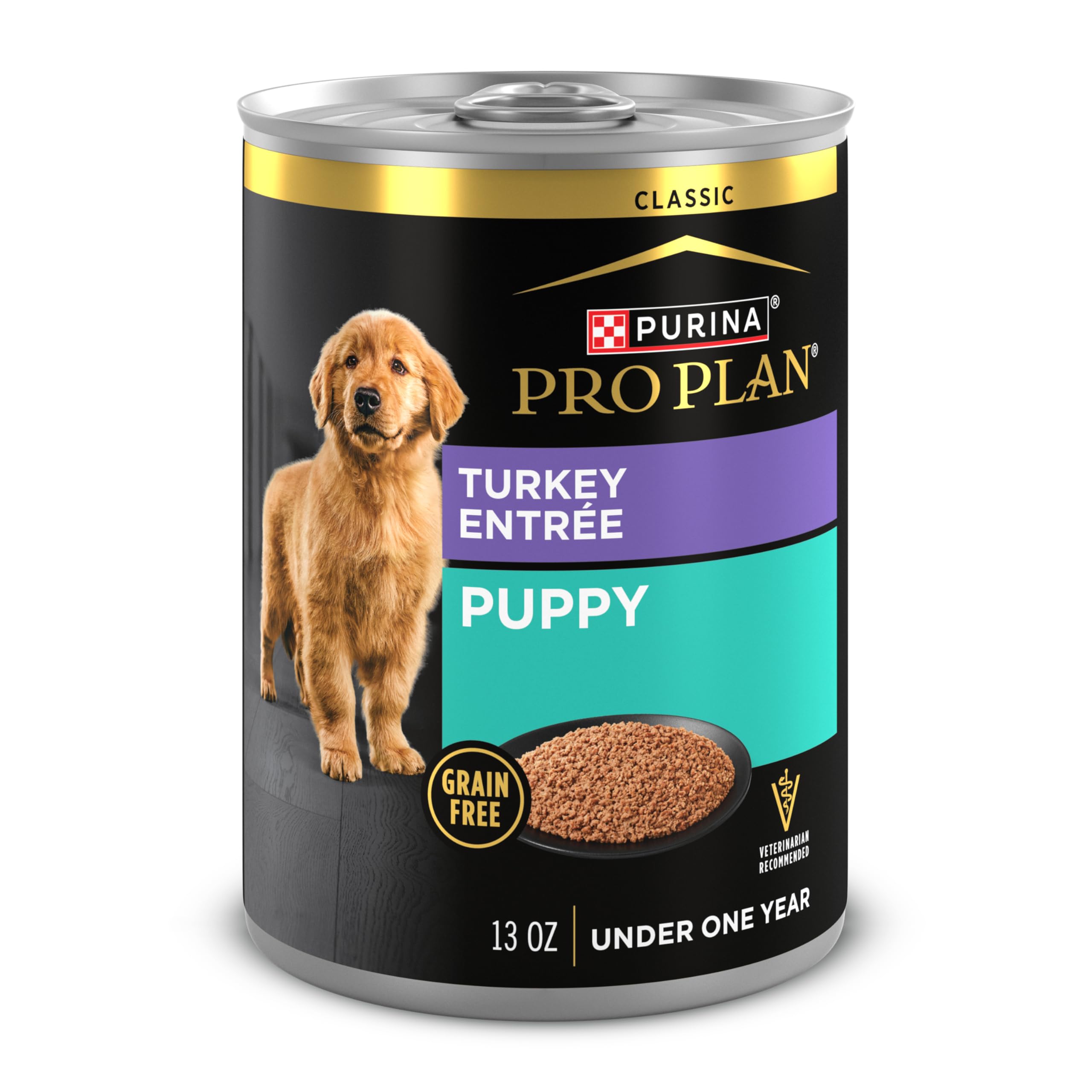 Purina Pro Plan boîte devant montrant le loaf dinde et bénéfice nutritionnel