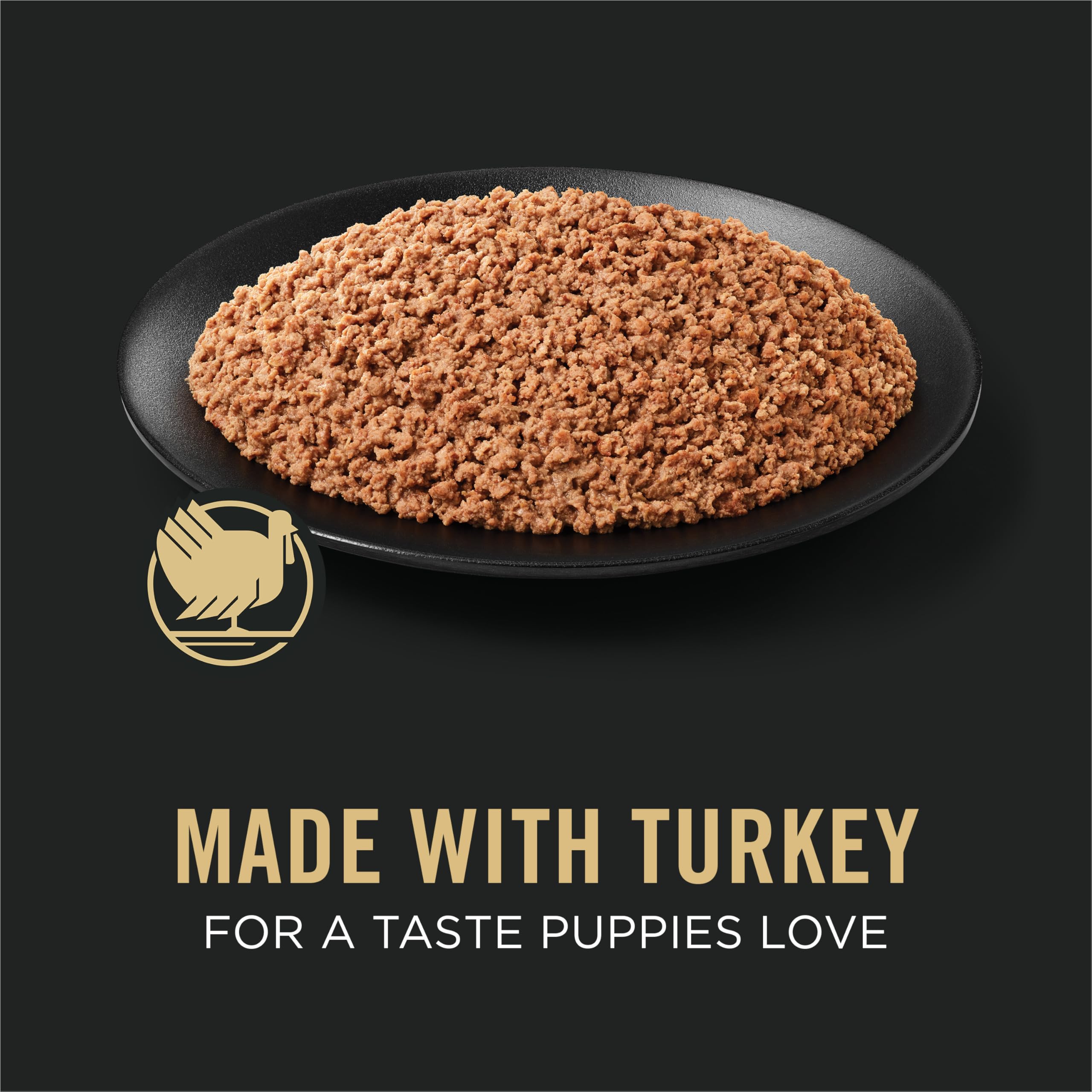 Purina Pro Plan portion de loaf dinde servie dans un plat pour meilleure acceptation