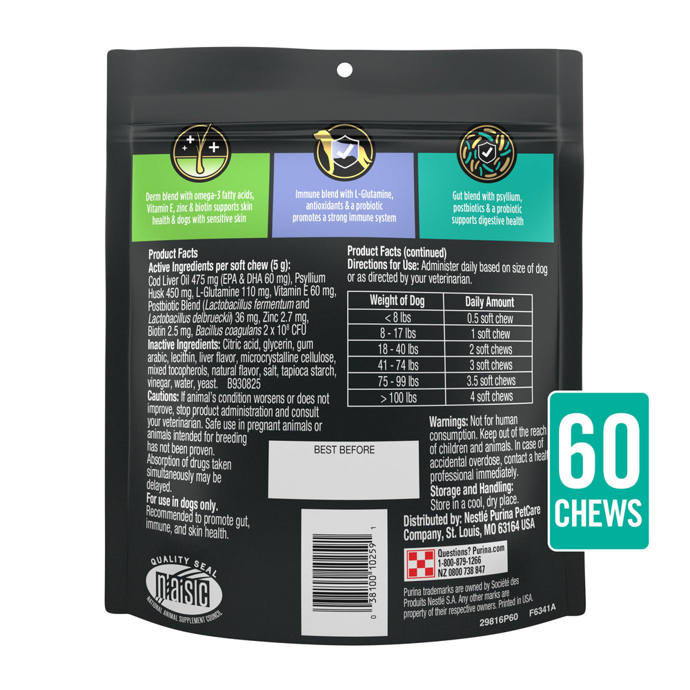 Purina Pro Plan côté emballage informations nutritionnelles lisibles