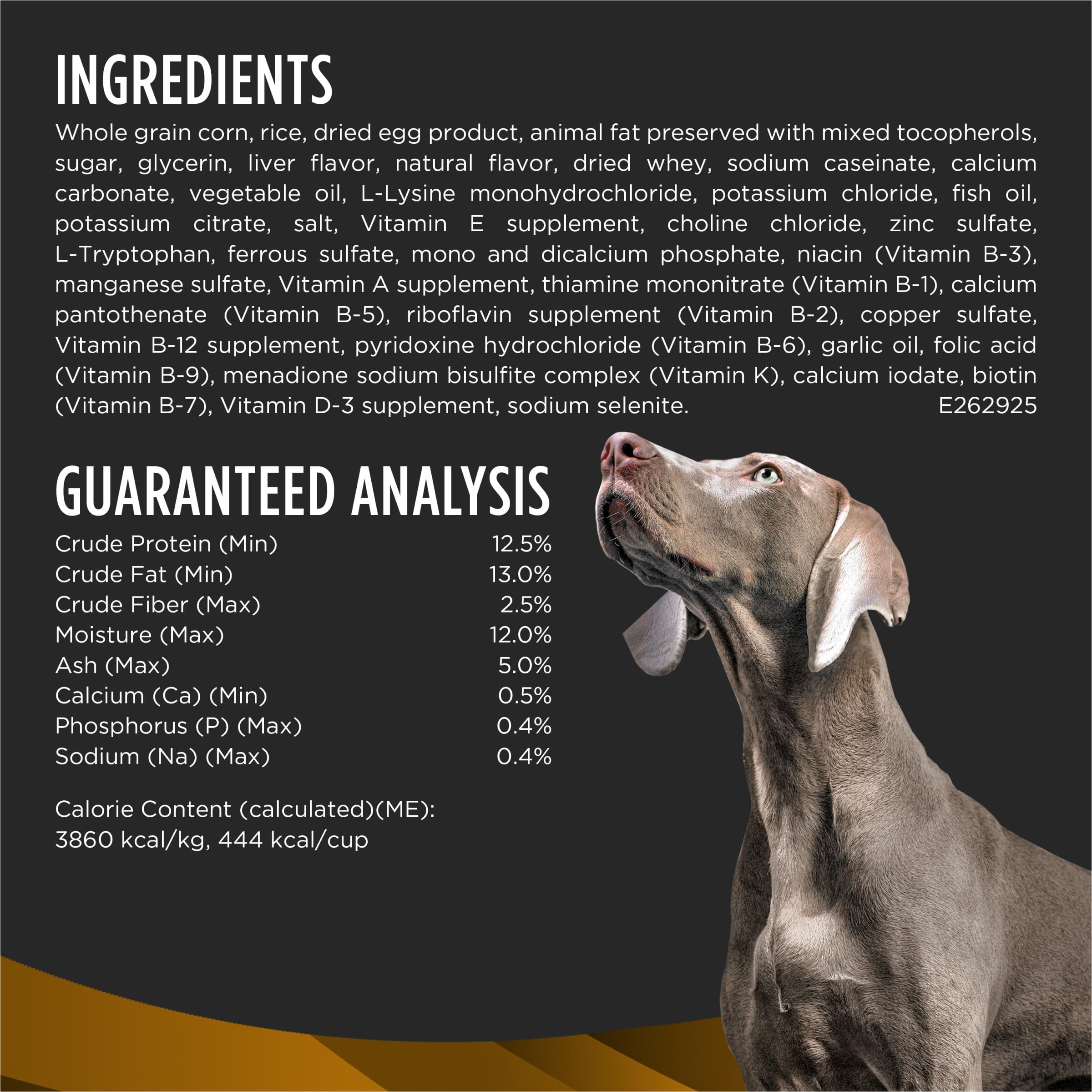 Purina Pro Plan Veterinary Diets verso du sac indiquant informations nutritionnelles utiles