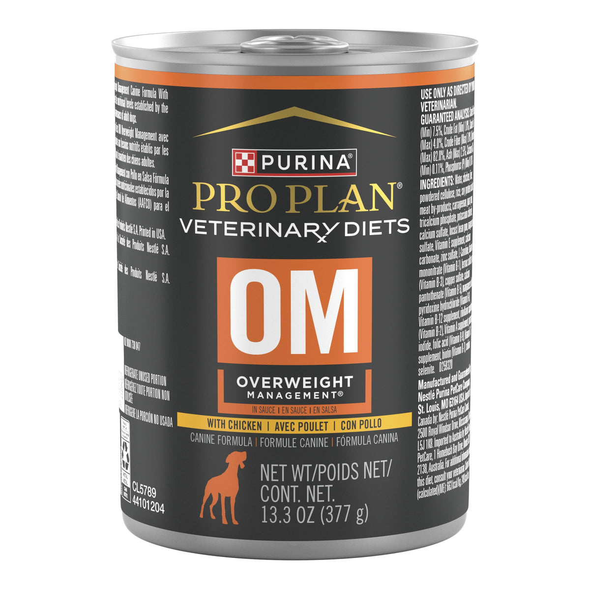 Purina Pro Plan OM paquets de 12 boîtes montrant l'emballage pratique