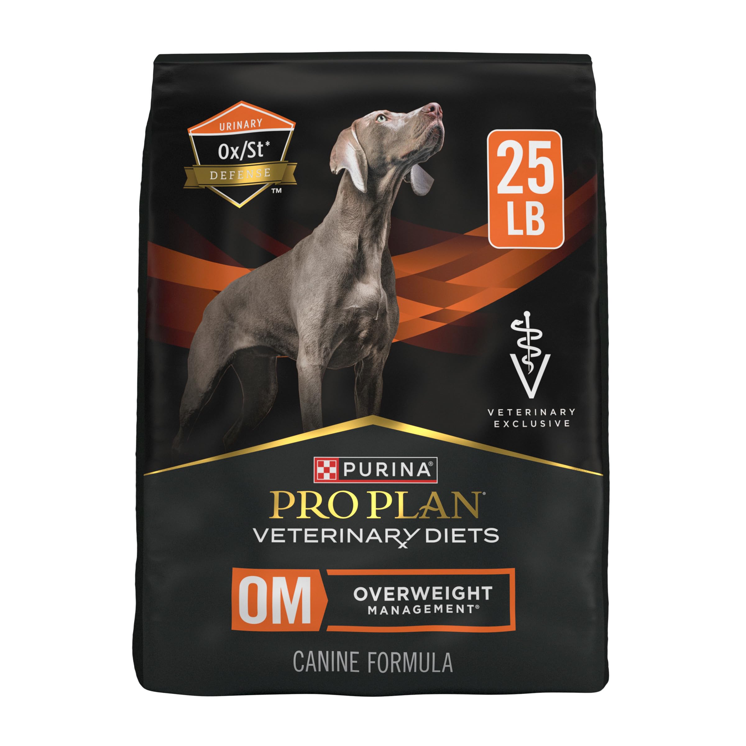Purina Pro Plan OM sac avant montrant le conditionnement et bénéfice gestion du poids