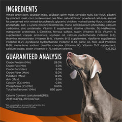 Purina Pro Plan bol servi montrant portion recommandée et conservation muscle