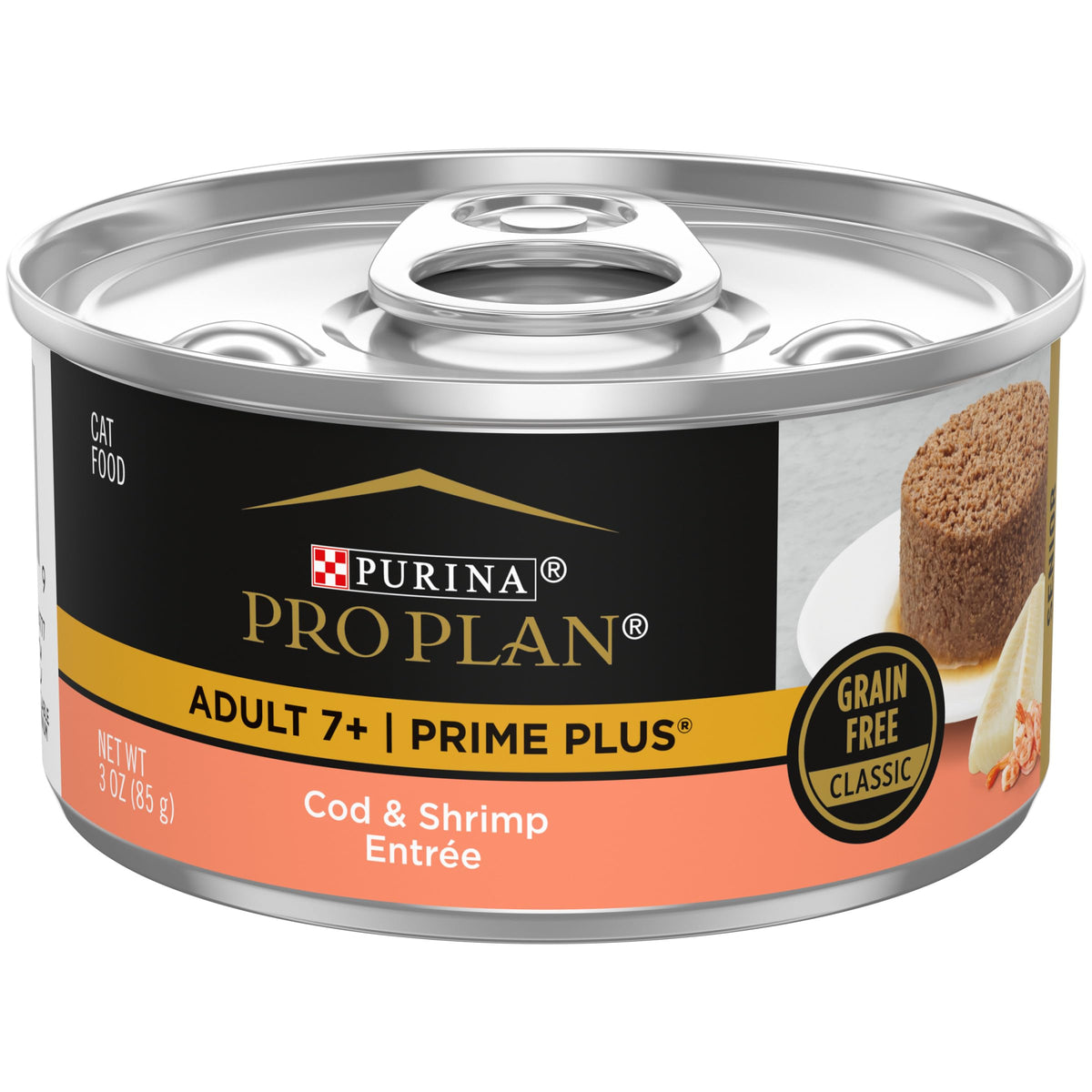 Purina Pro Plan boîte avant montrant recette senior, rassure sur qualité