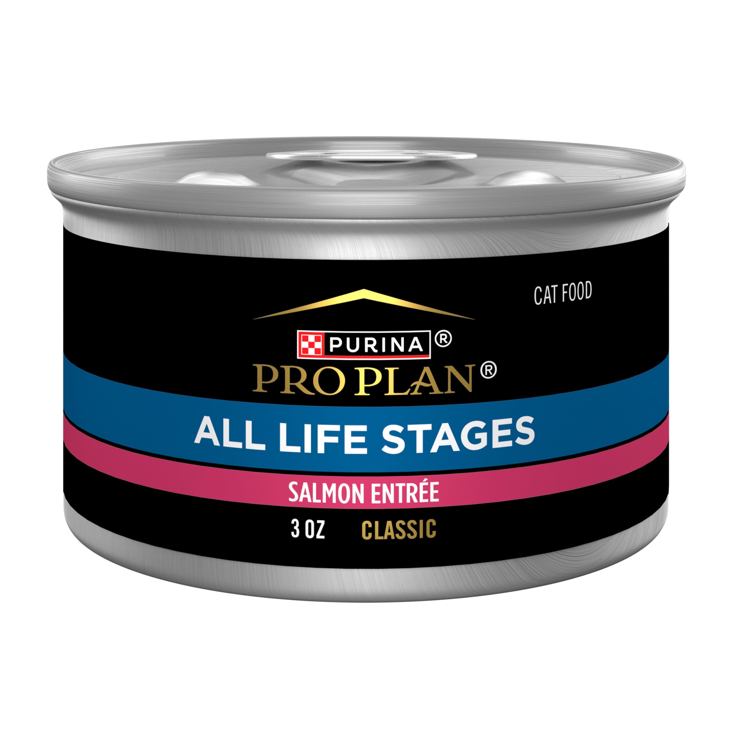 Purina Pro Plan boîte face montrant la pâté au saumon et praticité