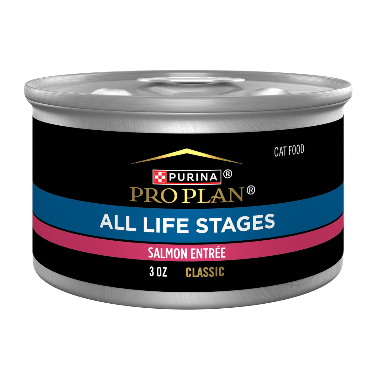 Purina Pro Plan boîte face montrant la pâté au saumon et praticité