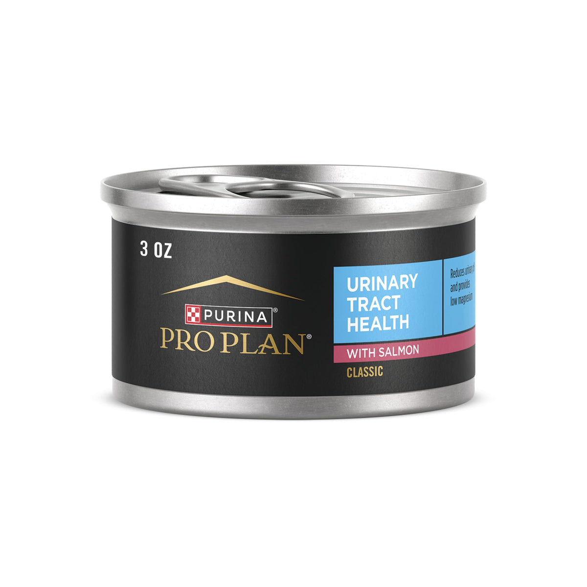 Purina Pro Plan face de la boîte montrant la recette au saumon et avantages