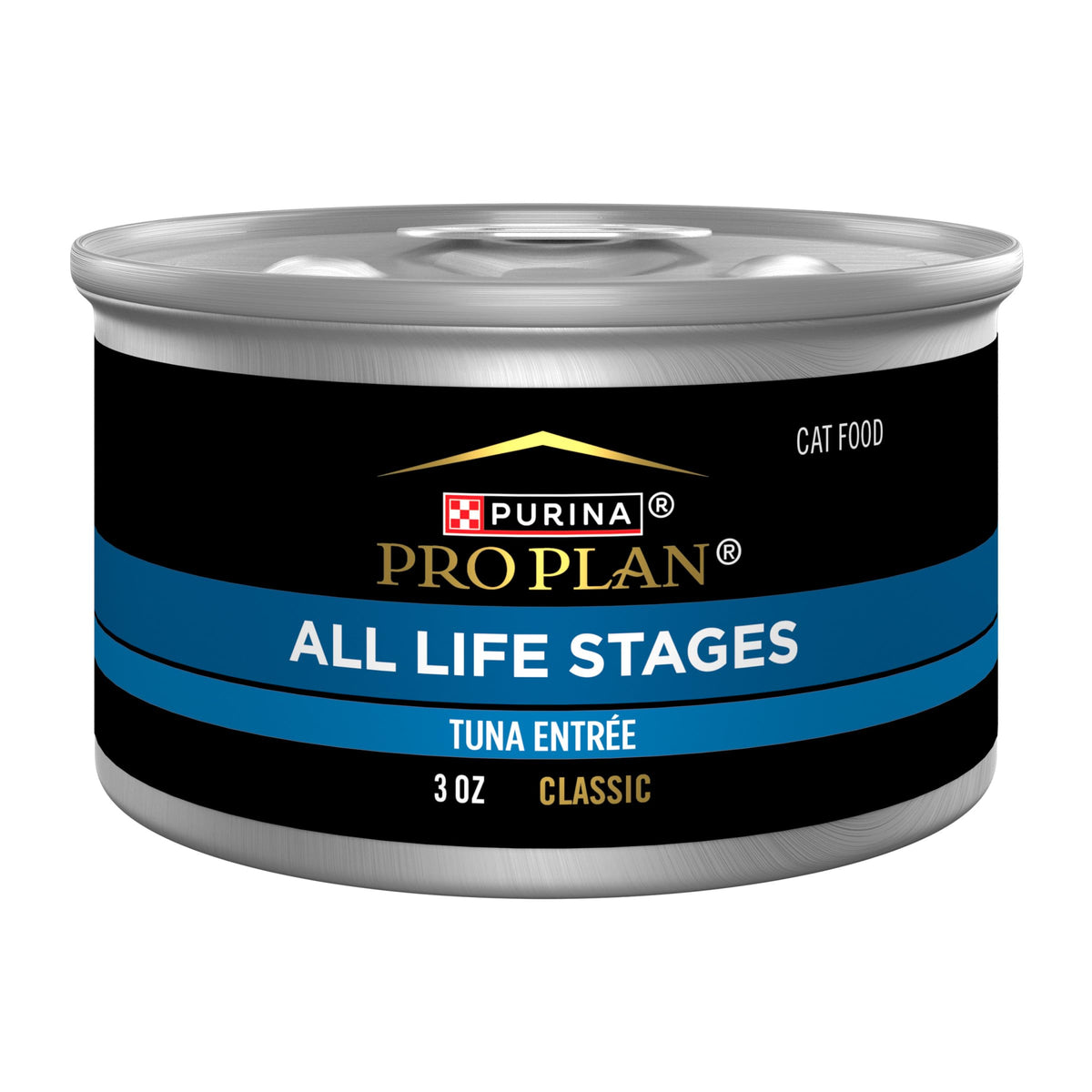 Purina Pro Plan face avant boîte pâté thon montrant emballage pratique et appétence
