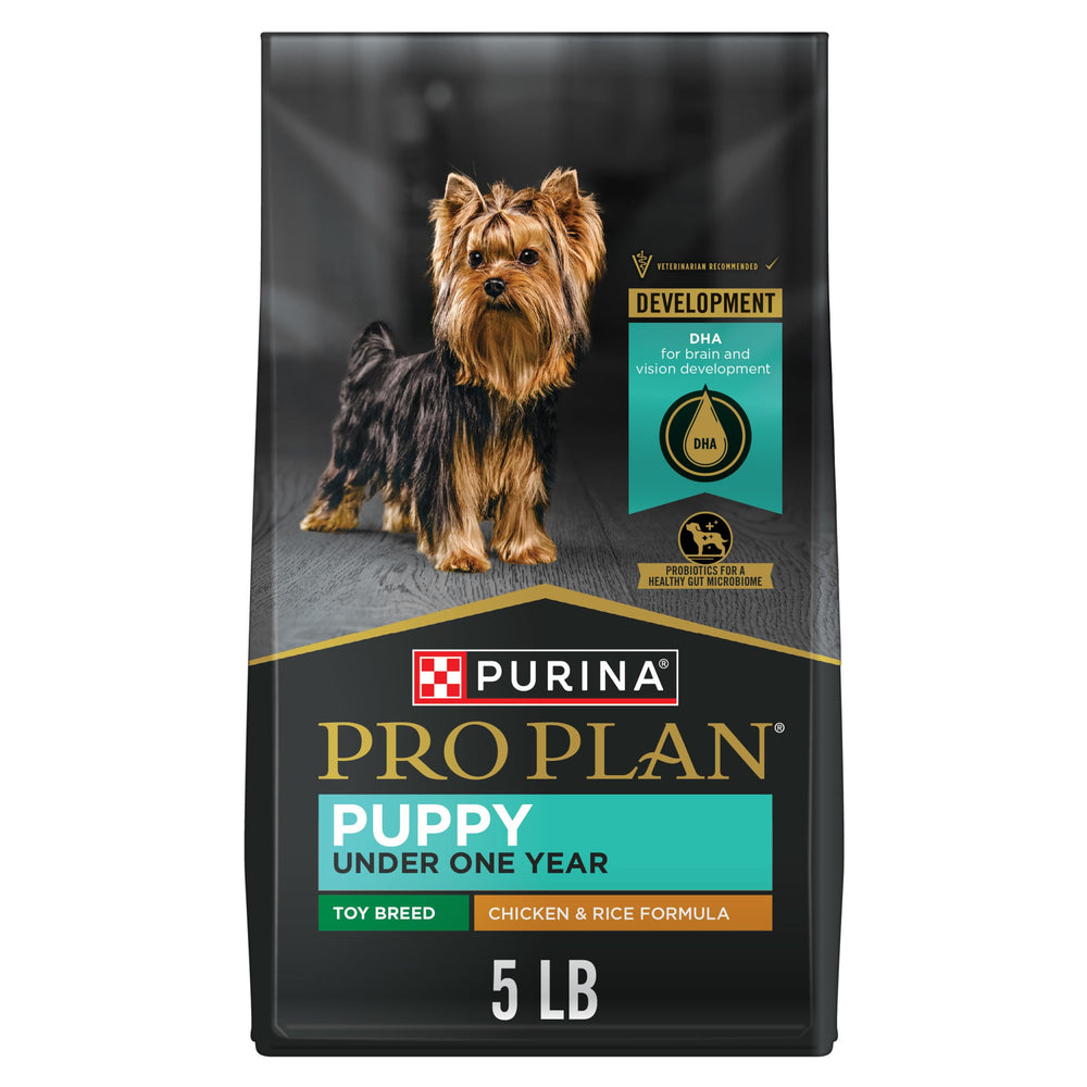 Purina Pro Plan sachet devant montrant la formule poulet et riz et l'information bénéfique