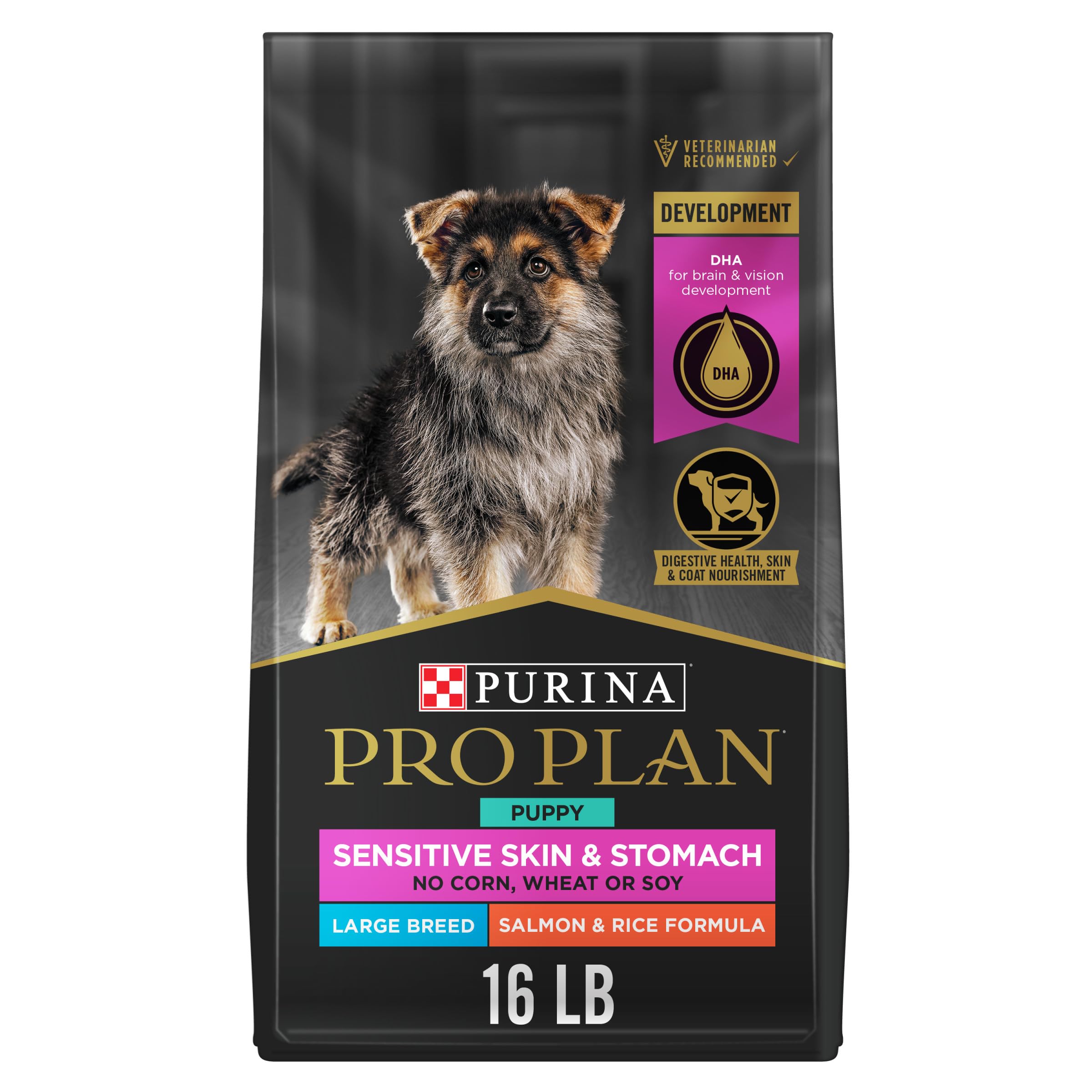 Purina Pro Plan vue face du sac montrant l’étiquette et le format pratique