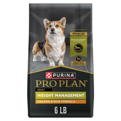 Purina Pro Plan sac face montrant l'emballage et bénéfice gestion du poids