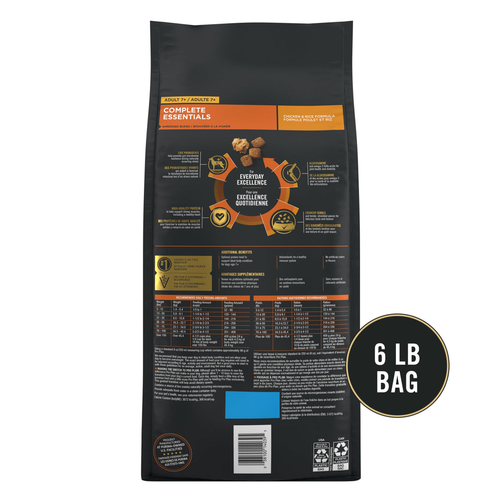 Purina Pro Plan étiquette nutritionnelle affichant nutriments équilibrés