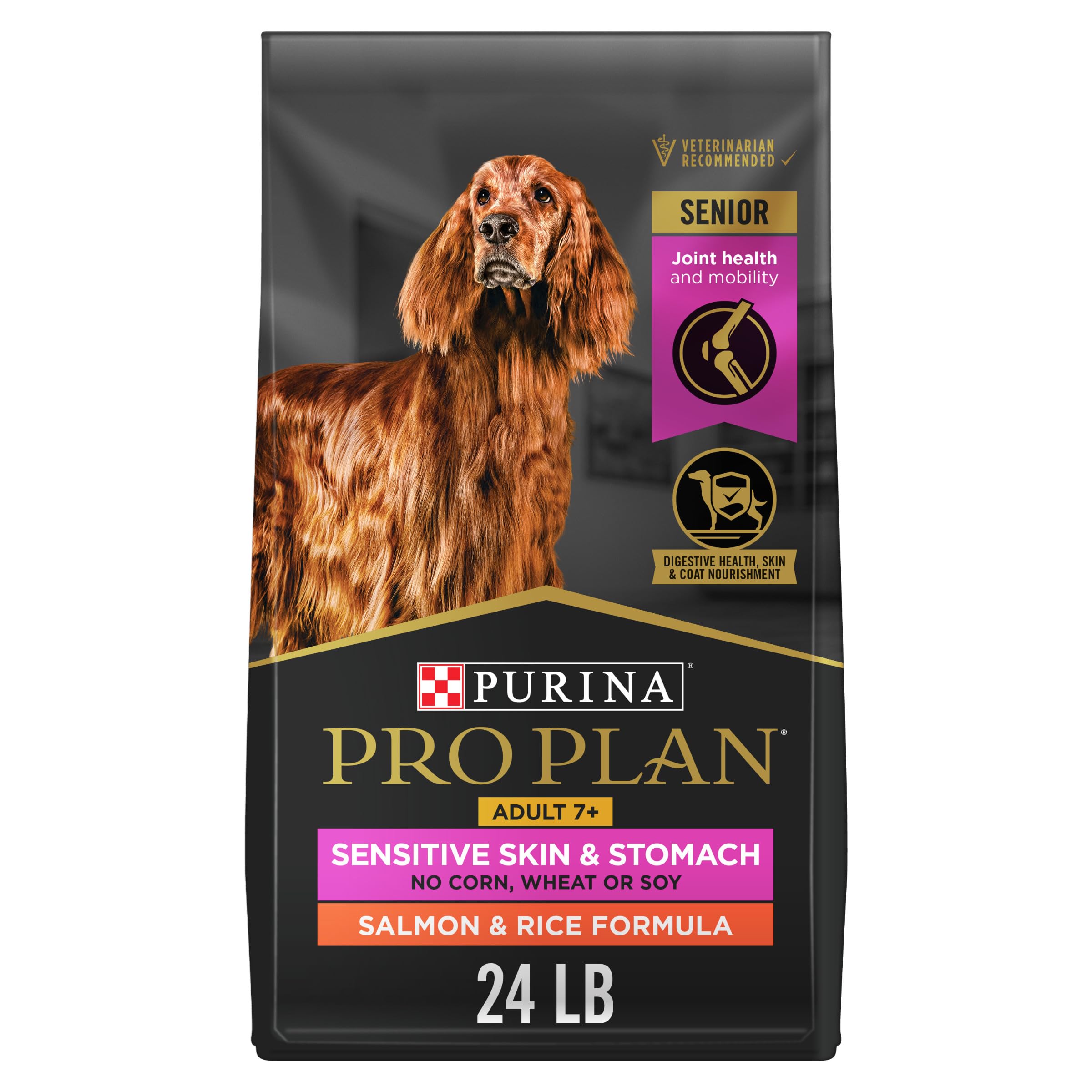 Purina Pro Plan sac avant montrant la recette saumon et riz pour digestion facile
