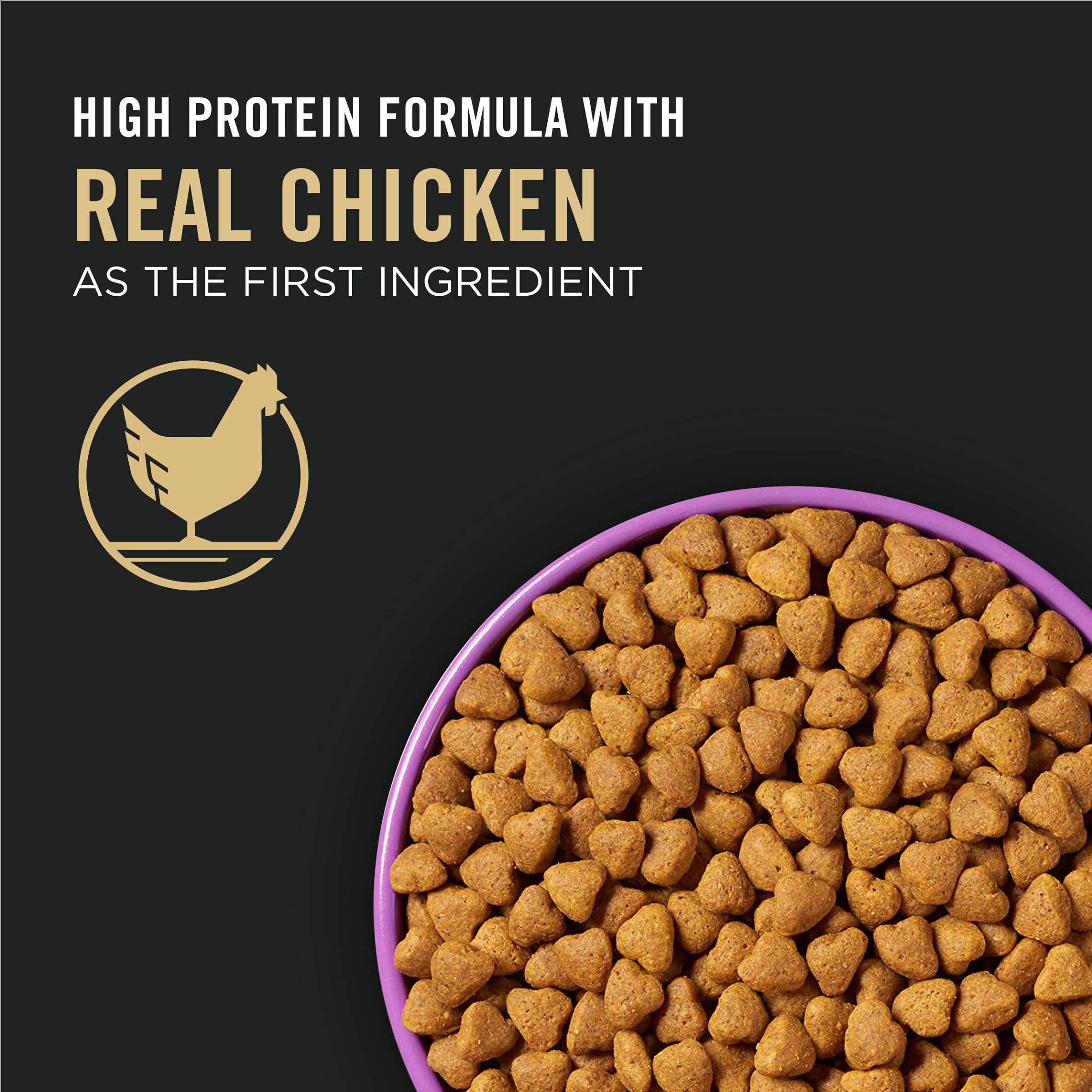 Purina Pro Plan zoom sur poulet ingrédient principal pour protéines