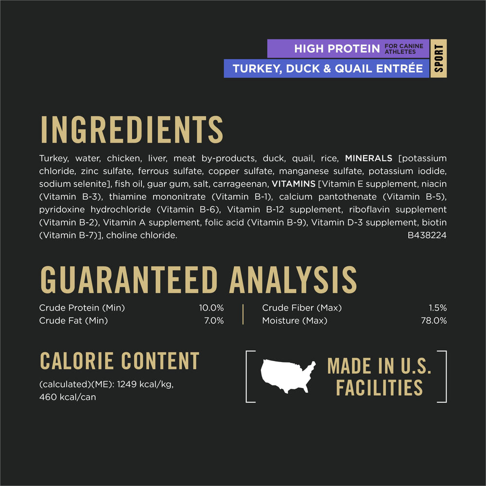 Purina Pro Plan étiquette nutritionnelle affichant 23 nutriments essentiels