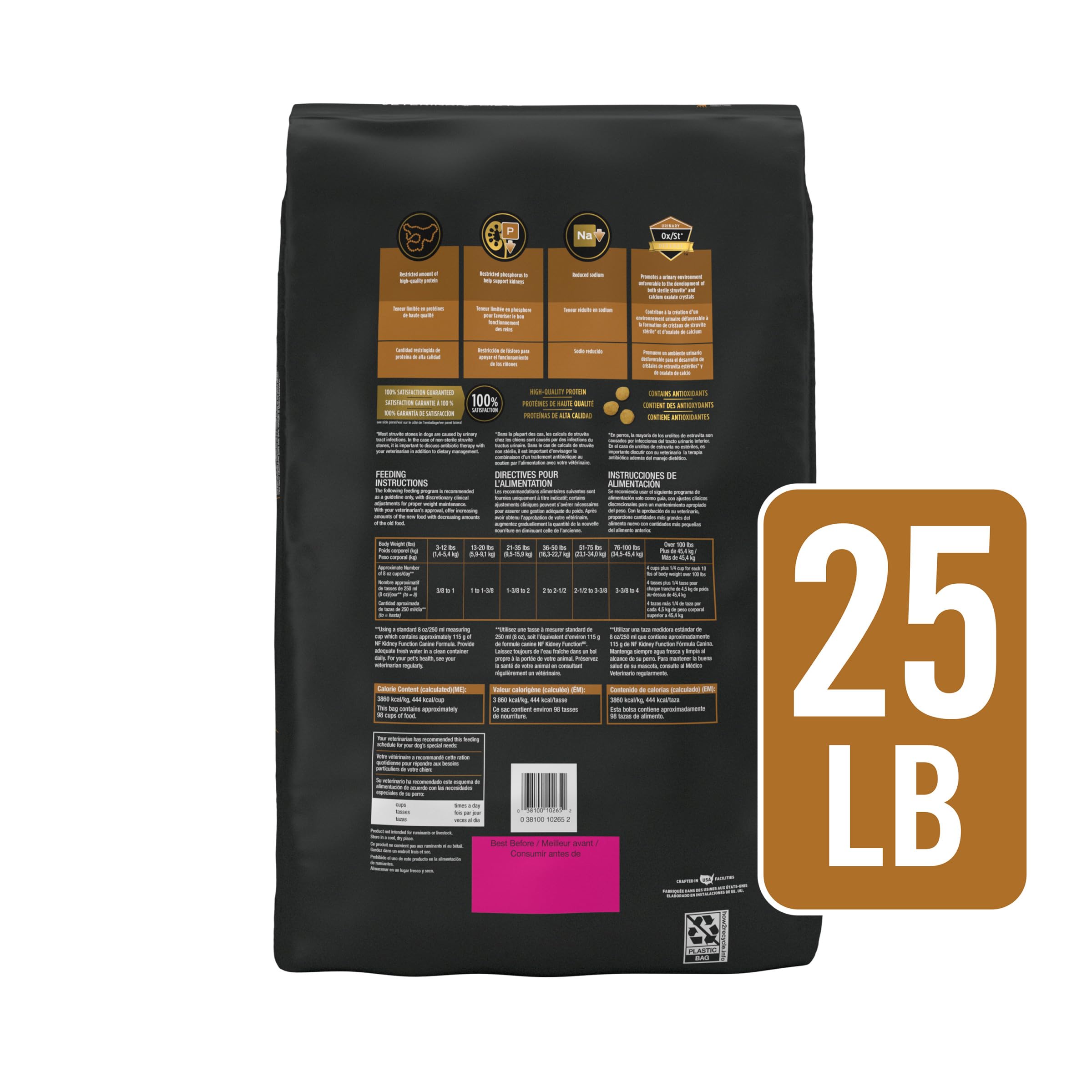 Purina Pro Plan Veterinary Diets étiquette vétérinaire montrant avis d'utilisation prescrite