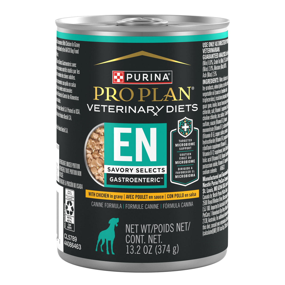 Purina Pro Plan Veterinary Diets conserve face avant montrant l'emballage professionnel et la recette