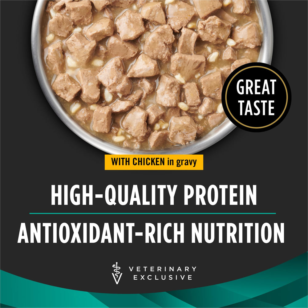 Purina Pro Plan Veterinary Diets conserve ouverte révélant la sauce appétente et facilitant la prise