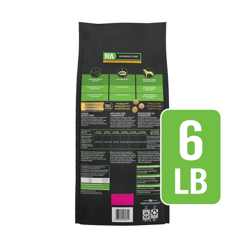 Purina Pro Plan Veterinary Diets HA comparaison taille croquette dans la main, échelle pratique