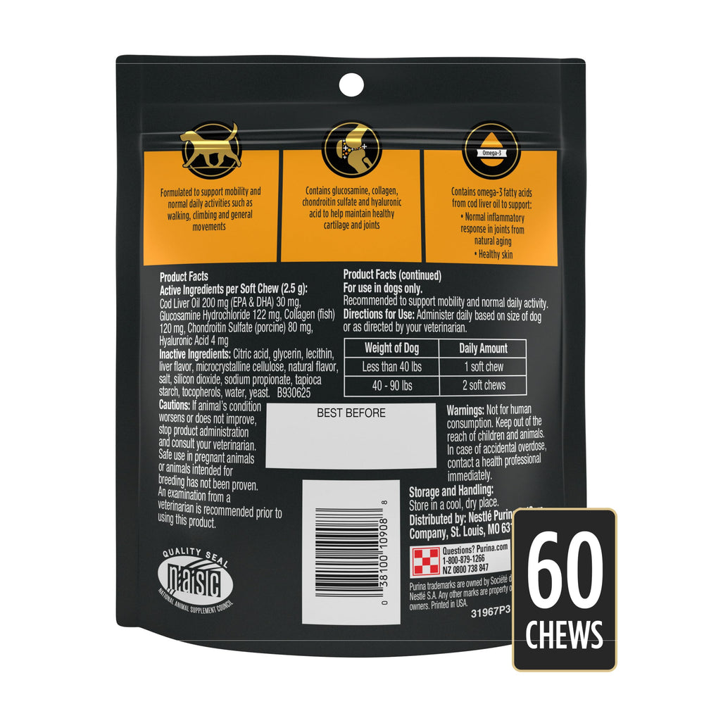 Purina Pro Plan Veterinary pochette ouverte révélant 60 compresses pratiques