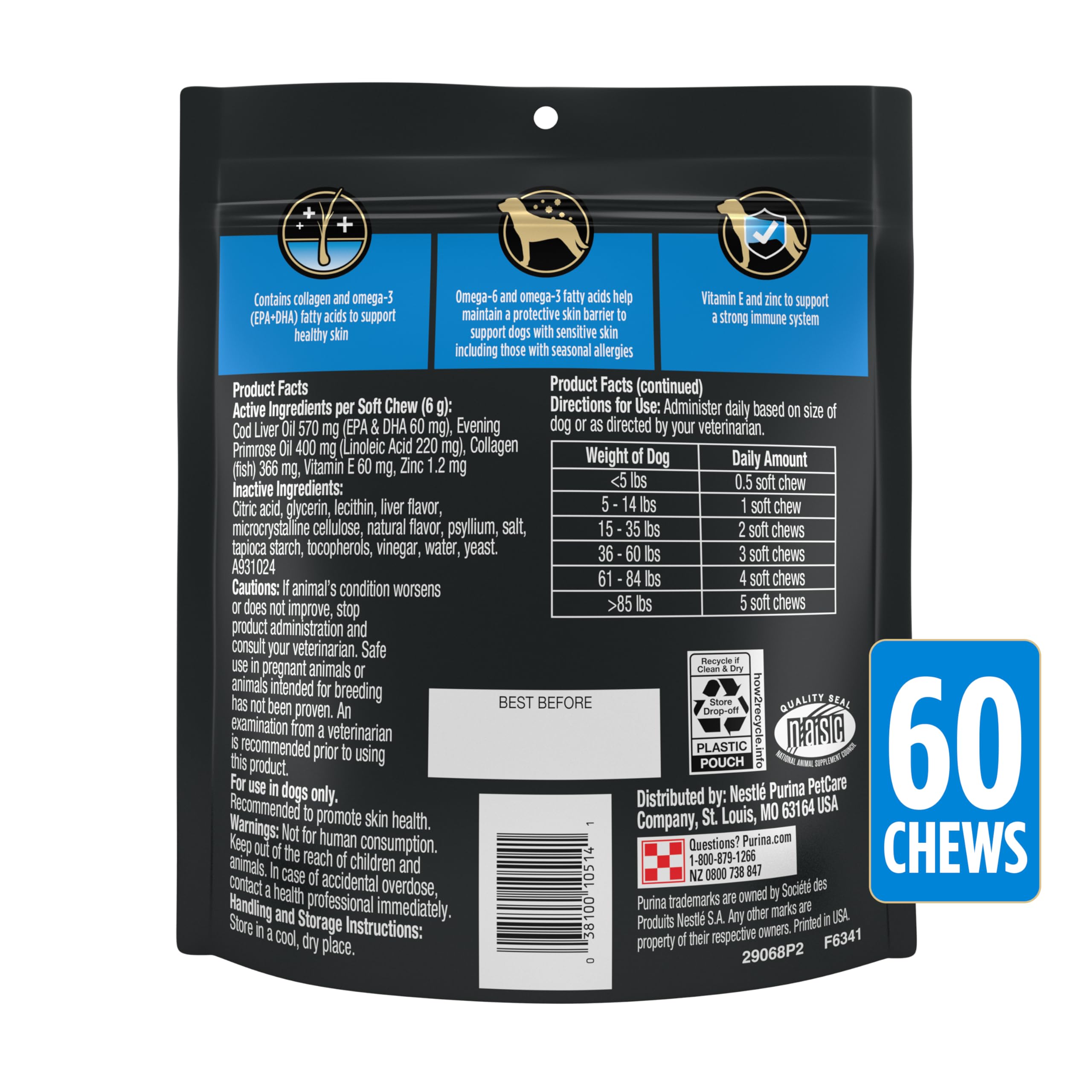 Purina Pro Plan Veterinary Diets chien détendu après soin, suggère confort cutané amélioré