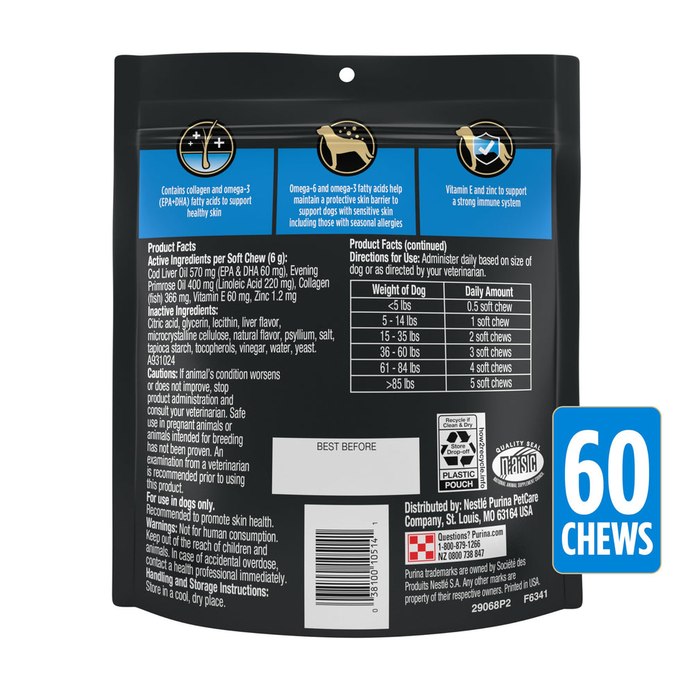 Purina Pro Plan Veterinary Diets chien détendu après soin, suggère confort cutané amélioré