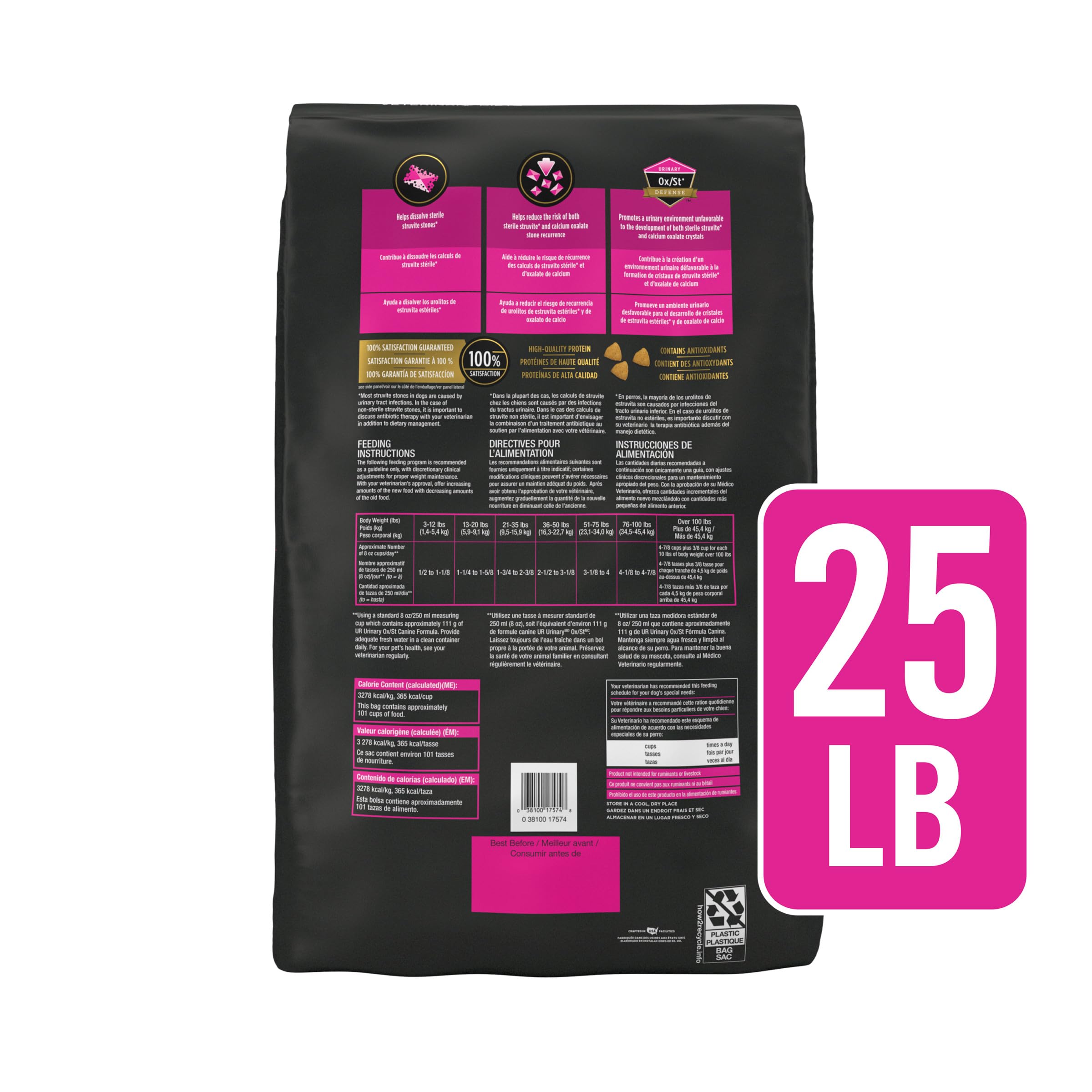 Purina Pro Plan Veterinary UR tableau nutritionnel affichant informations minérales ciblées