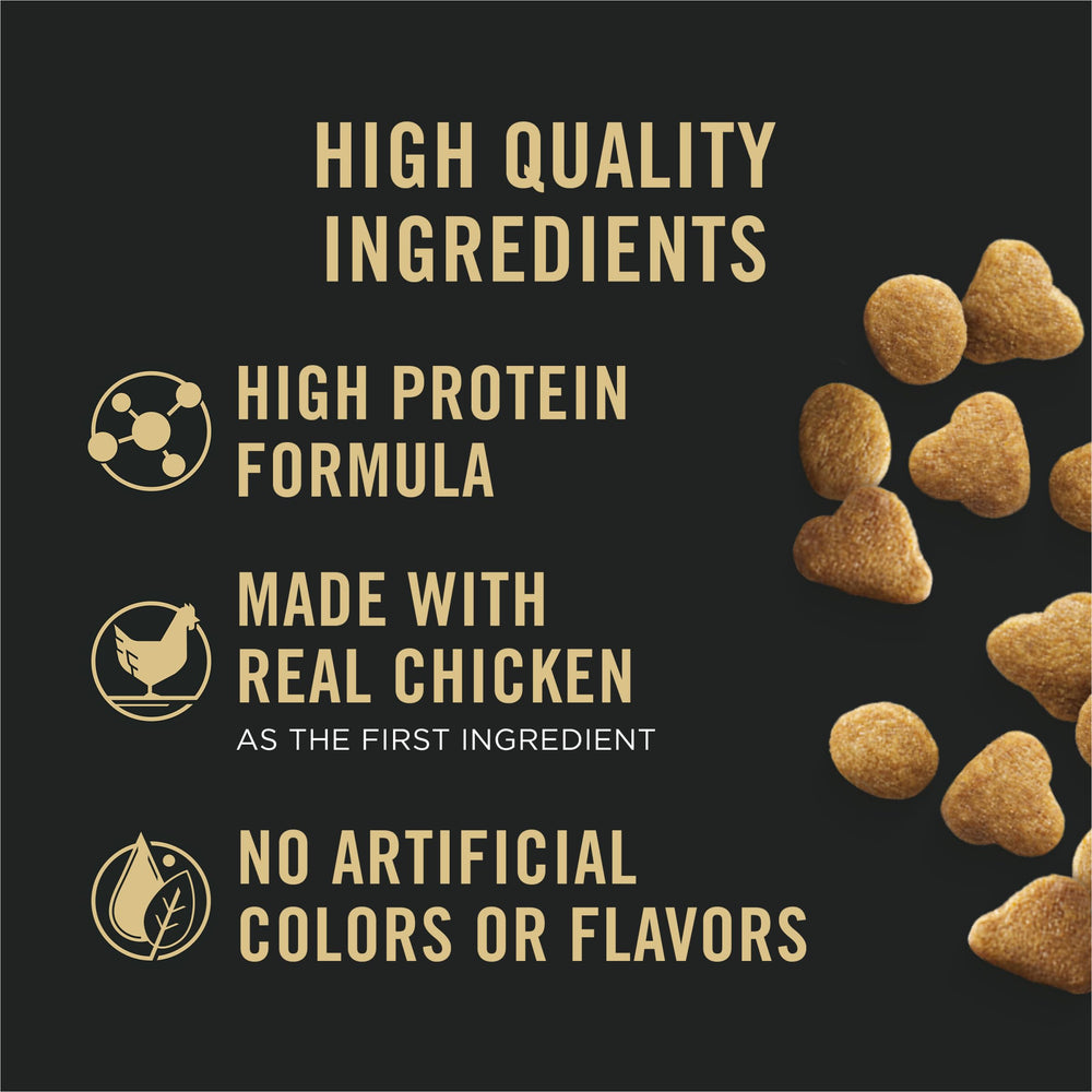 Purina Pro Plan zoom sur poulet réel comme premier ingrédient, source protéique
