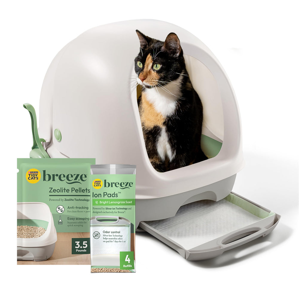 Purina Tidy Cats bac couvert vue frontale montrant rangement facile